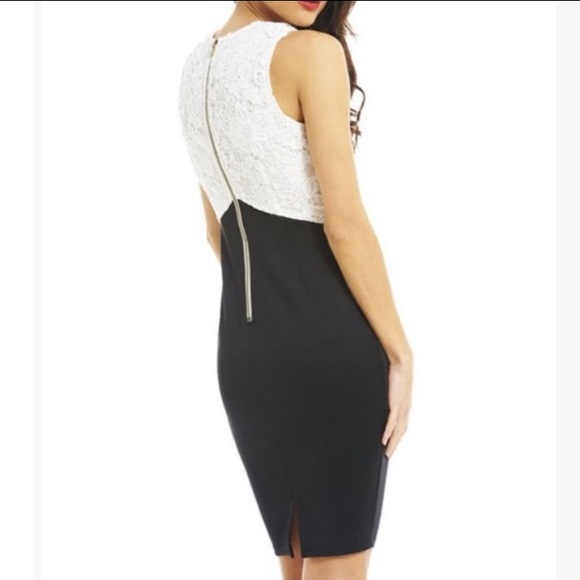 Black & White Lace Cutout Sheath Dress, 8 - Picture 2 of 3